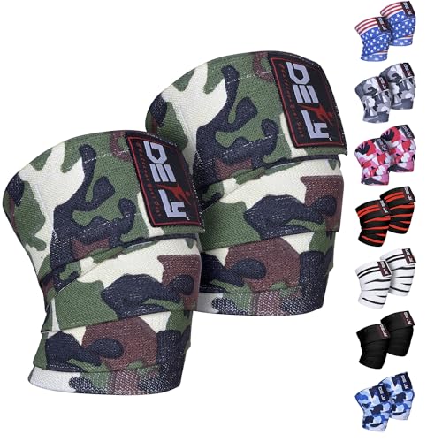 DEFY Knee Wraps for Weightlifting - Provides Knee Support for Powerlifting, Squats & Fitness Workouts - color: Green Camo