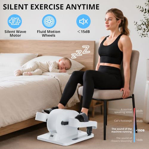 MOMODA Under Desk Elliptical Machine, 2 in 1 Electric Seated Pedal Exerciser with 12 Adjustable for Senior & Home & Office, Forward & Reverse, Manual & Auto - size: X-Large