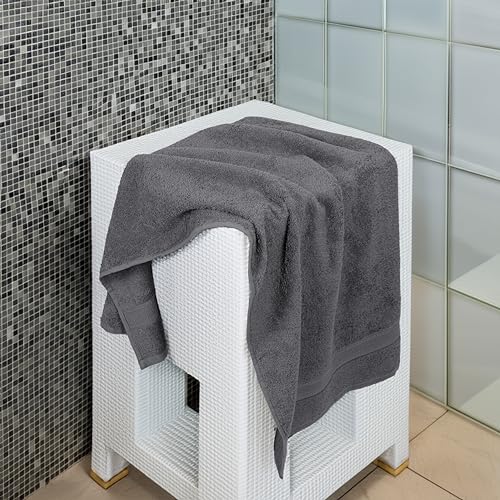Commercial Bulk Pack of 12 Bath Towels – 100% Cotton Terry 24" x 48" – Ideal for Hotels, Salons, Gyms, Spas & Institutional Use – Charcoal Grey - color: Charcoal Grey, size: 24"x48" - PK 12