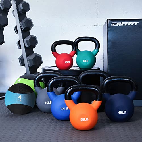 RitFit Neoprene Coated Kettlebell Weight Set, Solid Cast Iron - color: 20LB(Red)