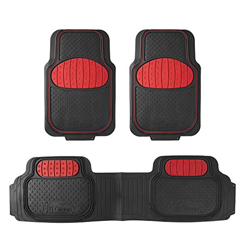 FH Group Car Floor Mats - Heavy-Duty Rubber Floor Mats for Cars, Universal Fit Full Set, Trimmable Automotive Floor Mats, Climaproof Floor Mats for Most Sedan, SUV, Truck Floor Mats Red - color: Red