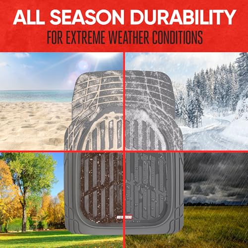 Motor Trend 2 Piece Front Car Floor Mats- Gray FlexTough Contour Liners-Deep Dish Heavy Duty Rubber Floor Mats for Car SUV Truck & Van-All Weather Protection, Universal Trim to Fit - color: Gray, style: 2pc Front Mats