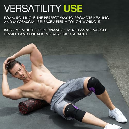 ProsourceFit High Density Foam Rollers 18 - inches long, Firm Full Body Athletic Massage Tool for Back Stretching, Yoga, Pilates, Post Workout Muscle Recuperation, Black/Red - color: Black/Red, size: 18"H x 6"D
