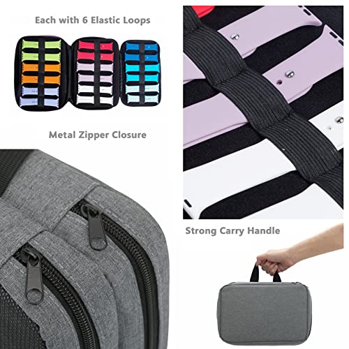 PACMAXI 84 Watch Bands Storage Carrying Case Compatible with Watches | Expandable Watch Band Holder Fit for Most Sizes of Watch Straps, Organizer for Watch Bands Accessories, Bag Only,Grey - color: Dark Grey