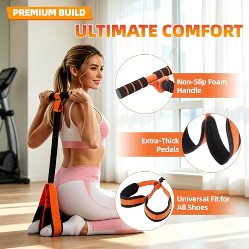 Pedal Resistance Band with Handle, 2026 Upgraded Durable Women Exercise Bands for Core Abs, Full Body Workout Equipment for Home Gym, Pilates, Physical Therapy