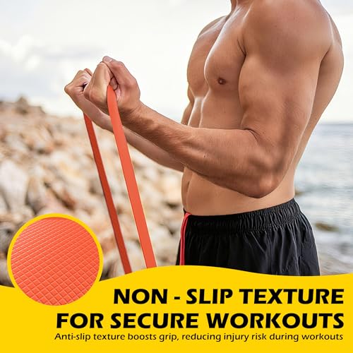 Pull Up Bands, Resistance Bands Set for Pull-Up Assistance, Exercise Bands with Door Anchor & Grip Pads for Men & Women Working Out, Physical Therapy, Muscle Training - color: Orange