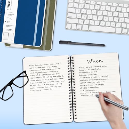 ABERLLS Lined Spiral Journal Notebook with 160 Pages, 8×5.7in, A5 Spiral Notebook, Journaling Notebooks for Work, School, Women, Men, College Ruled Spiral Notebook, Hardcover Leather Journals, Blue - color: Blue, size: A5