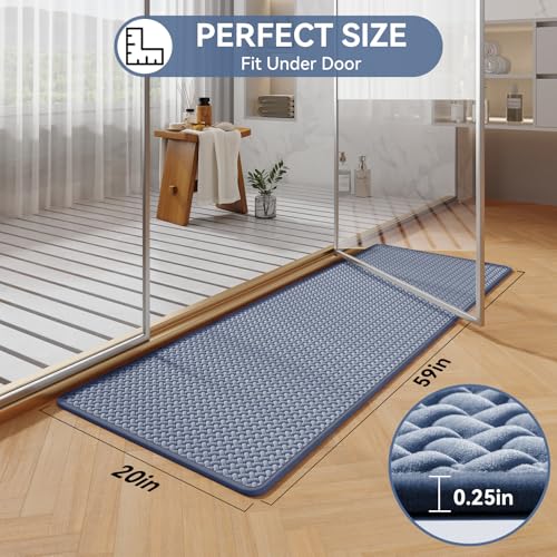 YDKGL Bathroom Runner Non Slip, Extra Soft Absorbent Quick Dry Bath Mats, Foam Weave Texture Thin Bath Rugs Washable with Rubber Backing, 20" x 59“ - color: Blue, size: 20"x 59"
