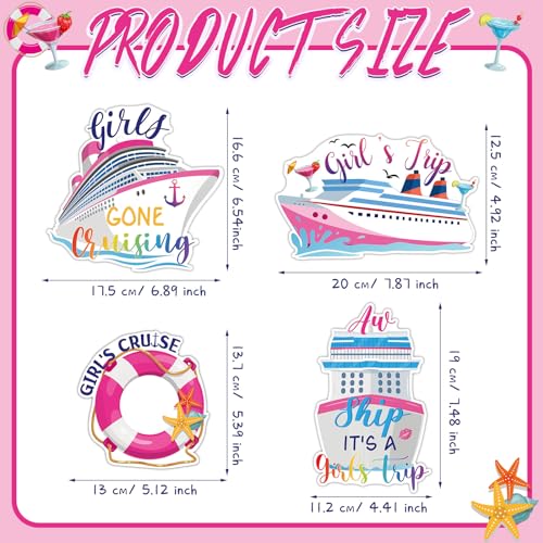 Kanayu 12 Pieces Cruise Door Magnets Decorations, Sea Navigation Ship Car Refrigerator Magnets Stickers Anchor Cruise Cabin Door Fridge Magnetic Decorations for Cabin Carnival Party(Cute Style) - style: Cute Style