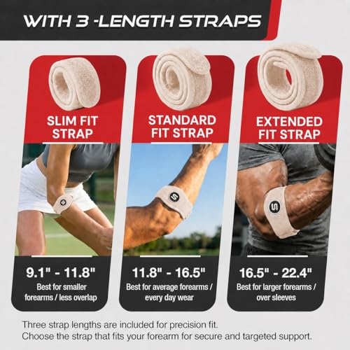Sleeve Stars Tennis Elbow Brace for Men & Women, Elbow Brace for Tendonitis, Tennis Elbow Strap, Golfers Elbow Brace, Elbow Support Wrap for Tennis Elbow Relief, Fits 9"-23" (Single/Beige) - color: Beige