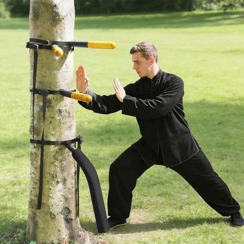 Wing Chun Dummy - Adjustable Wooden Wing Chun Dummy Arms & Leg - Space Saving Mook Jong for Home Gym, Kung Fu, and MMA Training - color: Hard Mount Model (For Trees & Pillars)