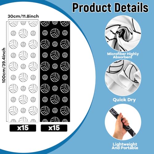 30Pcs Volleyball Cooling Towels for Neck and Face 40 x 12 Inch Volleyball Sports Team Gift Workout Ice Towel for Gym Sweat Microfiber Breathable Chilly Bulk Neck Wraps for Athletes Camping Travel Yoga - style: Volleyball