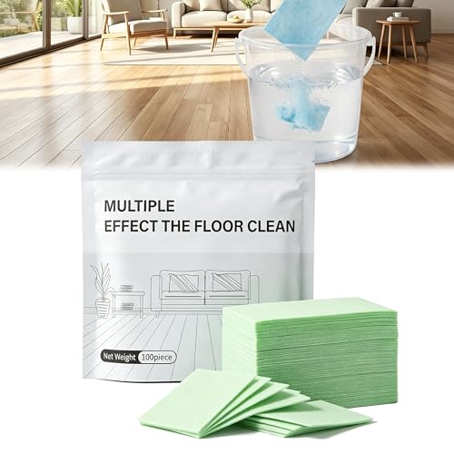 100 Piece Floor Cleaning Tablets Multi-Surface Cleaner, New Floor Cleaning Tablets Sheets, Water Soluble Floor Cleaner for Mopping for Hardwood, Laminate Floors, Wall Tiles, Glass (Green, 100 Pcs) - color: Green