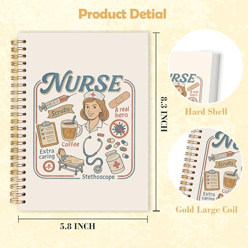 OJMFHEGEE Nurse Spiral Notebook 5.5x8.3 in, Nurse Appreciation Week Gifts, Nursing Medical Hardcover Notebook Journal Gifts for Work Women - color: Journal Gifts for Work Women