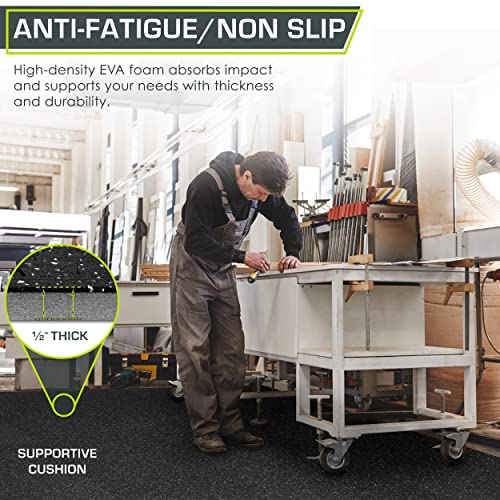 ProsourceFit Rubber Top Exercise Puzzle Mat ½-inch, EVA Foam, Protective Interlocking Tiles for Home Gym Equipment and Workouts; Grey, 48 SQ FT, 12 Tiles - color: Grey, size: 12 Pack (48 SQ FT)