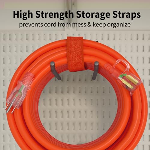POWGRN 75 ft 12/3 Outdoor Extension Cord Waterproof Heavy Duty with Lighted Indicator End 12 Gauge 3 Prong, Flexible Cold-Resistant Long Power Cord Outside, 15Amp 1875W SJTW Orange ETL Listed - color: Orange, size: 75 FT