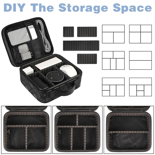 MATEIN Cable Organizer Bag, Travel Electronic Storage Cord Organizer Box | Tech Bag for Travel, Waterproof Charger Storage, Double Layer, Carrying Case for Cord, Shockproof, Portable, DJ Gifts, Black - color: Black, size: Medium
