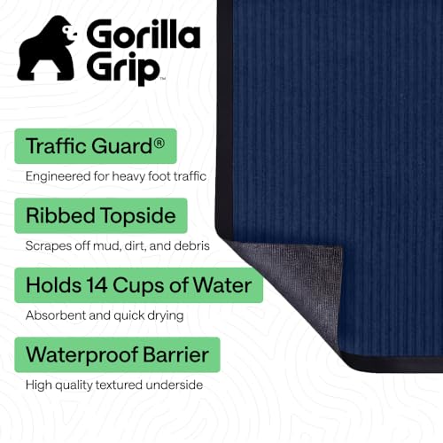 GORILLA GRIP Waterproof Traffic Guard Door Mat, 72x48, Indoor Outdoor Heavy Duty Entryway Mats, Strong Backing Commercial Utility Rugs for Office, Hallway, Garage, Patio, Low Profile Runner Rug, Blue - color: Blue, size: 72" X 48"