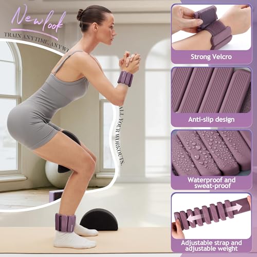 BECOJADDE Ankle Weights Set of 2 (1 lb/2 lb Each) for Women Men Adjustable Wrist Bracelet for Home Gym Weighted Bangles Wristbands Leg Arm Weights for Walking Swimming Running Pilates Yoga Gym - color: Deep Plum, size: 2 Lb Pair (1 Lb Each)