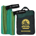 Wise Owl Outfitters Microfiber Camping Towel - Quick Dry Towel for Travel, Backpacking, Hiking, Beach, Gym & Yoga - Compact, Fast Drying & Lightweight - color: Dark Green, size: Large (24x48) + Washcloth (12x12)