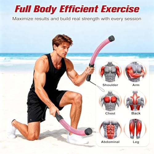 Relife Ropeless Battle Ropes, 2 in 1 Weighted Cordless Battle Ropes for Home Gym - Portable Home Gym Equipment for HIIT, Strength Building, Low-Impact Cardio for Men & Women - color: Pink