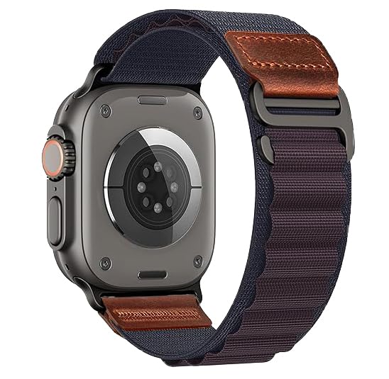 Alpine Loop Nylon Compatible with Apple Watch Ultra 3/2/1 Band 49mm Series 11/10/9/8/7/6/5/4/3/2/1/SE 46mm 45mm 44mm 42mm, Adjustable Soft Sport Strap with Leather Design for iWatch Men - color: Indigo