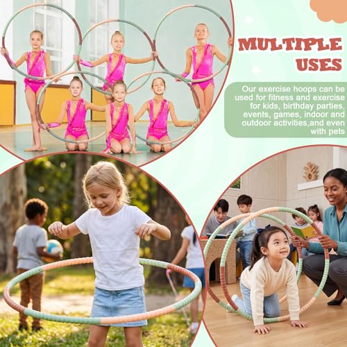 Vinsot Detachable Plastic Hoops for Kids, Adjustable Exercise Hoops Equipment for Sports, Dance, Outdoor Games, Parties and Pet Training - color: Earth Tone Mix