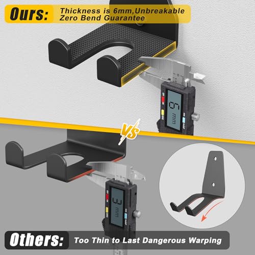 Jusgym Barbell Wall Holder, Durable Olympic Barbell Hanger with Protective Pad, Space Saving Barbell Holder for Squat Rack, Home Gym and Garage, Holds Under 33mm Bar Size