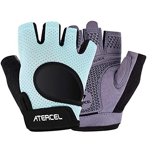 ATERCEL Weight Lifting Gloves Full Palm Protection, Workout Gloves for Gym, Cycling, Exercise, Breathable, Super Lightweight for Mens and Women - color: Aqua, size: X-Large