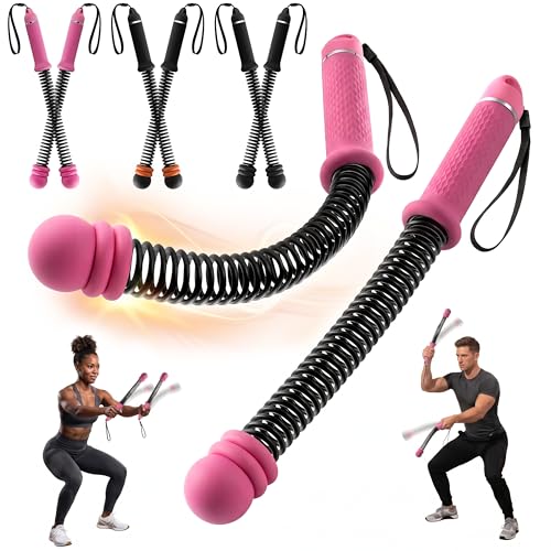 Chillchard Battle Ropes for Home Gym, Weighted Ropeless Battle Ropes | Cordless Battle Ropes with Adjustable Resistance Springs, Portable Home Workout Equipment for HIIT Cardio & Strength Training - color: Hot Pink