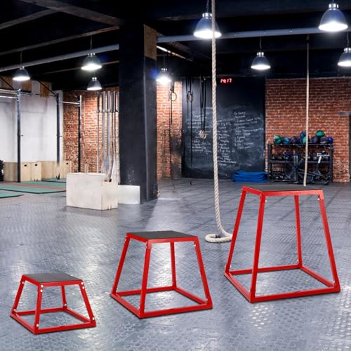 Jump Boxes, Heavy-Duty Steel Plyometric Jump Box for Home Gym, Step up Box for Workout with Rubber Pad Plyo Jumping Box Platform Conditioning Strength Training with Sizes 12", 18", 24", 30" - size: 12+18+24 Inch