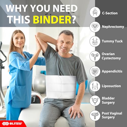 Abdominal Binder for Post Surgery Recovery, 9" 3 Panel Postpartum Belly, Compression Wrap Support Belt for Hernia, C-Section - size: XXL (Waist Size 61”-82”)