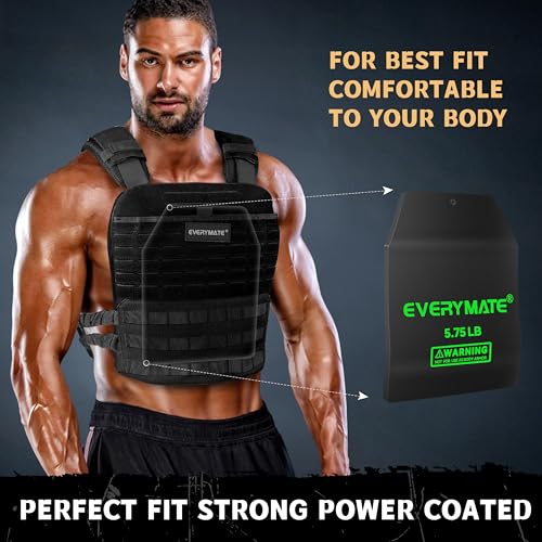 EVERYMATE Tactical Weighted Vest Plates – 3.75/5.75/8.75/14.5/19.75LB Pairs – Insert Weighted Vest Plates- Contoured Ergonomic Fit – WODs, Strength Training, Running, Weight Plates for Vest - color: 5.75LB*2, size: Curved