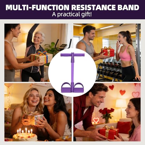 Resistance Bands with Handles 6 Tube Multifunction Tension Rope, Sit-Up Exercise Equipment with Foot Pedals and Handles，Pedal Resistance Band for Abdomen, Waist, Arm, Leg - color: Pink