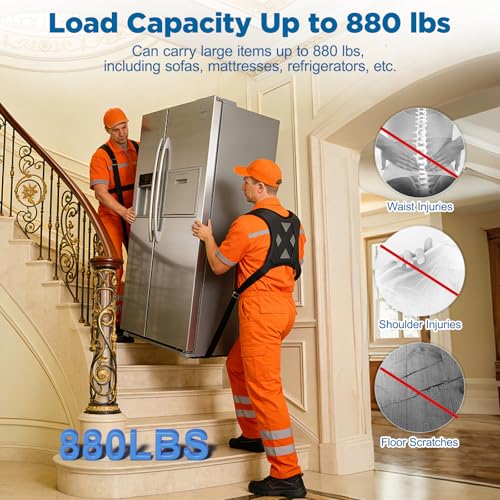 NOCOEX Moving Straps 2-Person for Lifting - Shoulder Lifting and Moving System with Back Support for Movers Easily & Safely Carry Furniture Appliance Mattresses Heavy Object Up to 880 lbs Like a Pro - color: Black