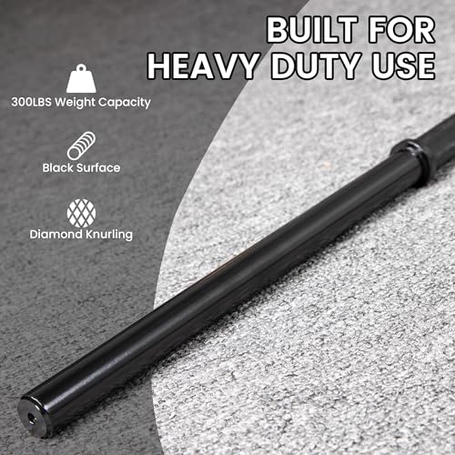 Fitvids 7ft Olympic Barbell, Barbell for Weightlifting and Powerlifting, 300 Pound Capacity, Black