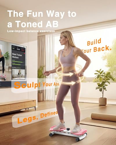 Waist Twister Machine Exercise, 326 lbs Ab Twister Board for Exercise, Home Gym, Balance Training & Fat Burning, Noiseless Workout Equipment for Women & Men - Twist Exercise Machine - color: Pink