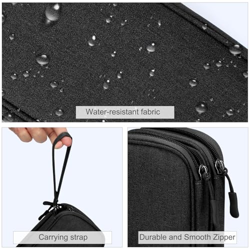 FYY Electronic Organizer, Travel Tech Pouch Bag, Cable Organizer Black | Wrist Strap, Waterproof, Double Layers Portable Electronics Travel Carrying Case for Cord, Charger, Daily Business Trips Use - color: Black, size: Small