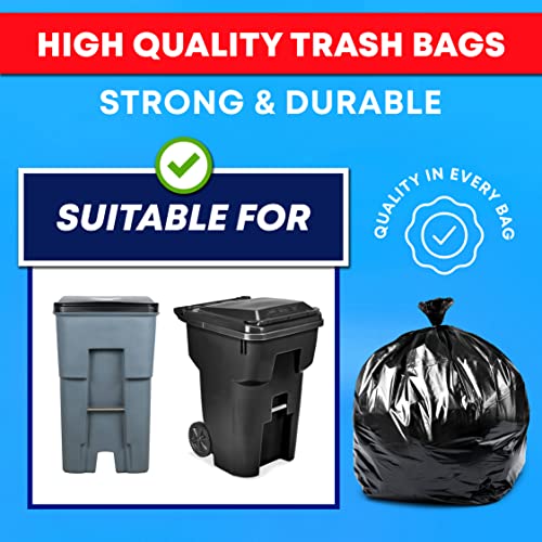 95-96 Gallon Trash Bags Heavy Duty (25 Bags w/Ties Value pack) Extra Large Trash Bags, 90 Gallon, 95 Gallon, 96 Gallon, 100 Gallon - size: 25 Count (Pack of 1)