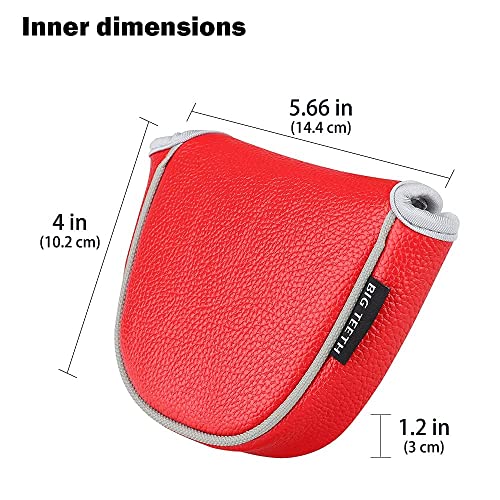BigTeeth Golf Mallet Putter Head Cover Golf Club Protector Fit for Odessey Backstryke Centre Shaft Putter - color: Red