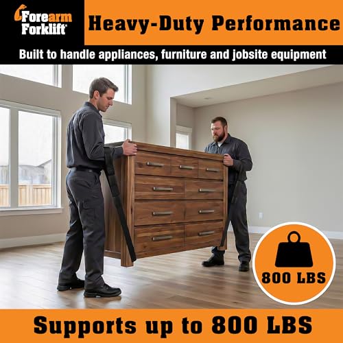 Forearm Forklift Furniture Moving Straps – 2-Person Lifting Strap for Moving Furniture, Appliances, Heavy Duty Carrying for Heavy Objects up to 800 lbs, Jet Black - color: Jet Black