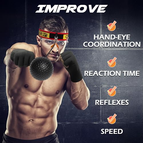 Boxing Reflex Ball for Adults and Kids, 4 Levels Boxing Ball with Adjustable Headbands, Perfect for Reaction, Agility, Punching Speed, Fight Skill and Hand Eye Coordination Training - style: Set-2