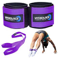 Myosource Kinetic Bands Tumble Pro X Ankle Straps Kit – Cheerleading Standing Tumbling Equipment, Gymnastics Backhandspring Trainer – Includes Flexibility Stunt Stretch Strap – Blue, Pink, Purple - color: Purple