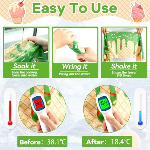 30Pcs Ice Cream Drip Baseball Cooling Towels 40 x 12 Inch Baseball Drip Ice Towel Microfiber Breathable Chilly Sport Rags Absorbent Sweat Washcloth Sport Team Gifts for Athletes Coach Gym Party Favors - style: Ice Cream Drip Baseball