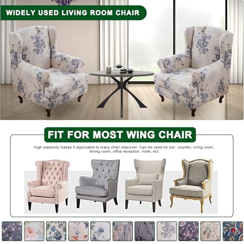 CRFATOP Soft Wing Chair Slipcovers 2 Pieces Wingback Chair Covers Sofa Slipcover with Arms Stretch Jacquard Wing Back Armchair Cover Furniture Protector for Wingback Chairs Living Room,C51 - color: Color C51