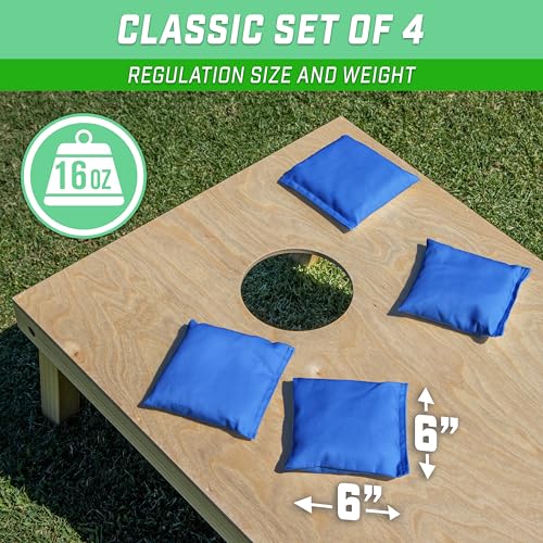 GoSports Classic Cornhole Bean Bags Set of 4-16 Colors Available - Regulation All Weather, Mix and Match - color: Royal Blue