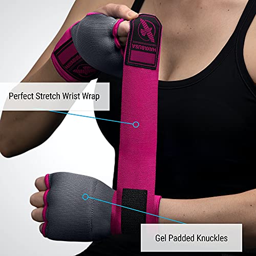 Hayabusa Quick Gel Hand Wrap Boxing Gloves | Slip-On Design, Padded Knuckle Protection, Hook and Loop Closure, Muay Thai Kickboxing, Men and Women, Sparring - color: Grey/Pink, size: X-Large