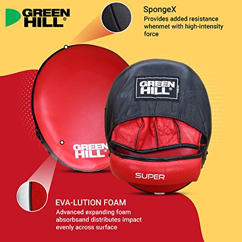 Green Hill Curved Boxing Focus Mitts for MMA, Muay Thai & Boxing - color: 5014 RED/BLACK