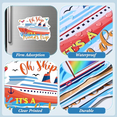 Kanayu 12 Pieces Cruise Door Magnets Decorations, Sea Navigation Ship Car Refrigerator Magnets Stickers Anchor Cruise Cabin Door Fridge Magnetic Decorations for Cabin Carnival Party(Lively Style) - style: Lively Style