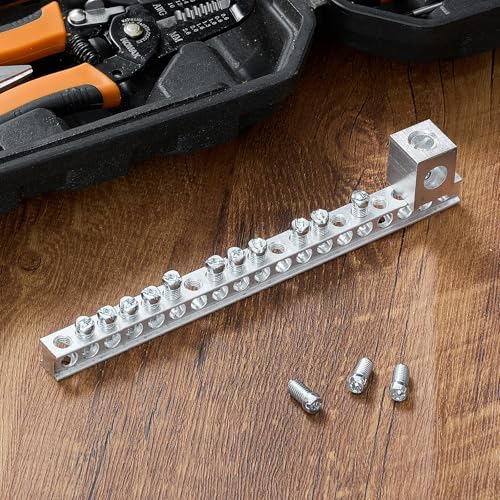 Relaxweex 2 Sets Ground Bar Kit with 14 Terminal Positions and Ground Lug Bar Aluminum Grounding Lugs for Electrical Connections - size: 14 Terminal Positions